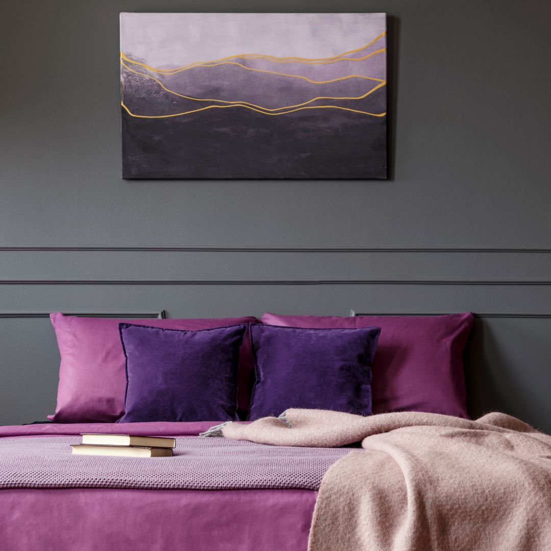 purple room decor soft tones